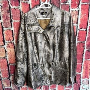 Joan Boyce Metallic Jacket - Size 2X Stylish Animal Print Women's Jacket